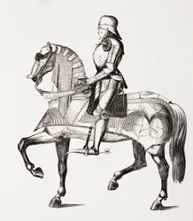 15th Century Knight in Full Armour Mounted on a Horse Clad in Armour, from 
